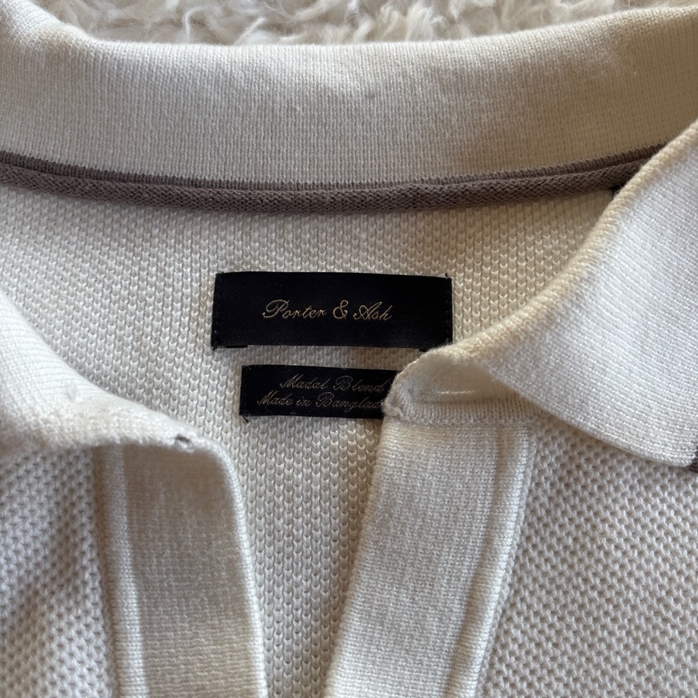 Porter & Ash Men's Cream Knit Polo Shirt